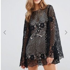 Alice McCall Dress Like I Would Mini Tunic in Lace Guipure Black